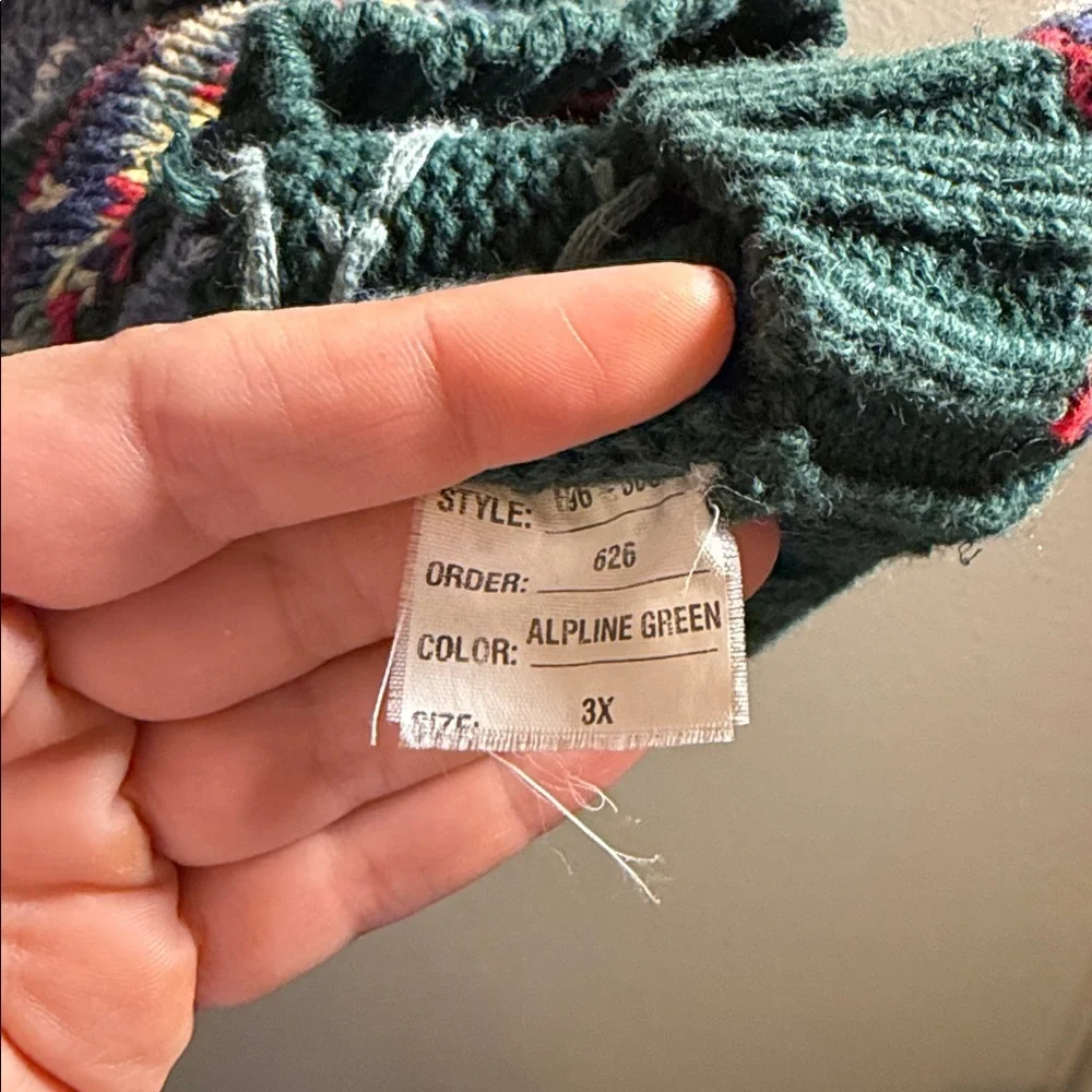 Vintage Green Scenic Button Front Knit Vest - Moose Lake Motif
